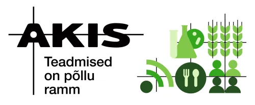 AKIS logo mustriga
