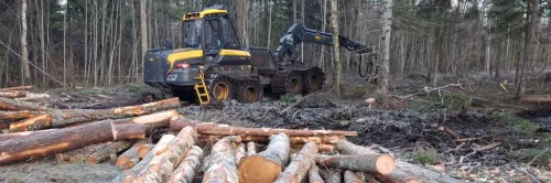 metsatraktor ja palgid